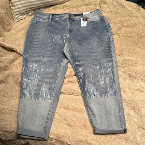 Lane Bryant plus size skinny sequence Light Blue Ankle Jeans size 16 NWT